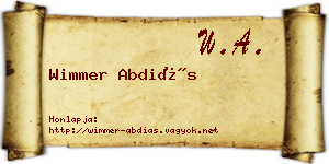Wimmer Abdiás névjegykártya